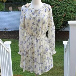 Blu Pepper Purple Floral Cottagecore Romantic Gauze Chiffon Dress Size S
